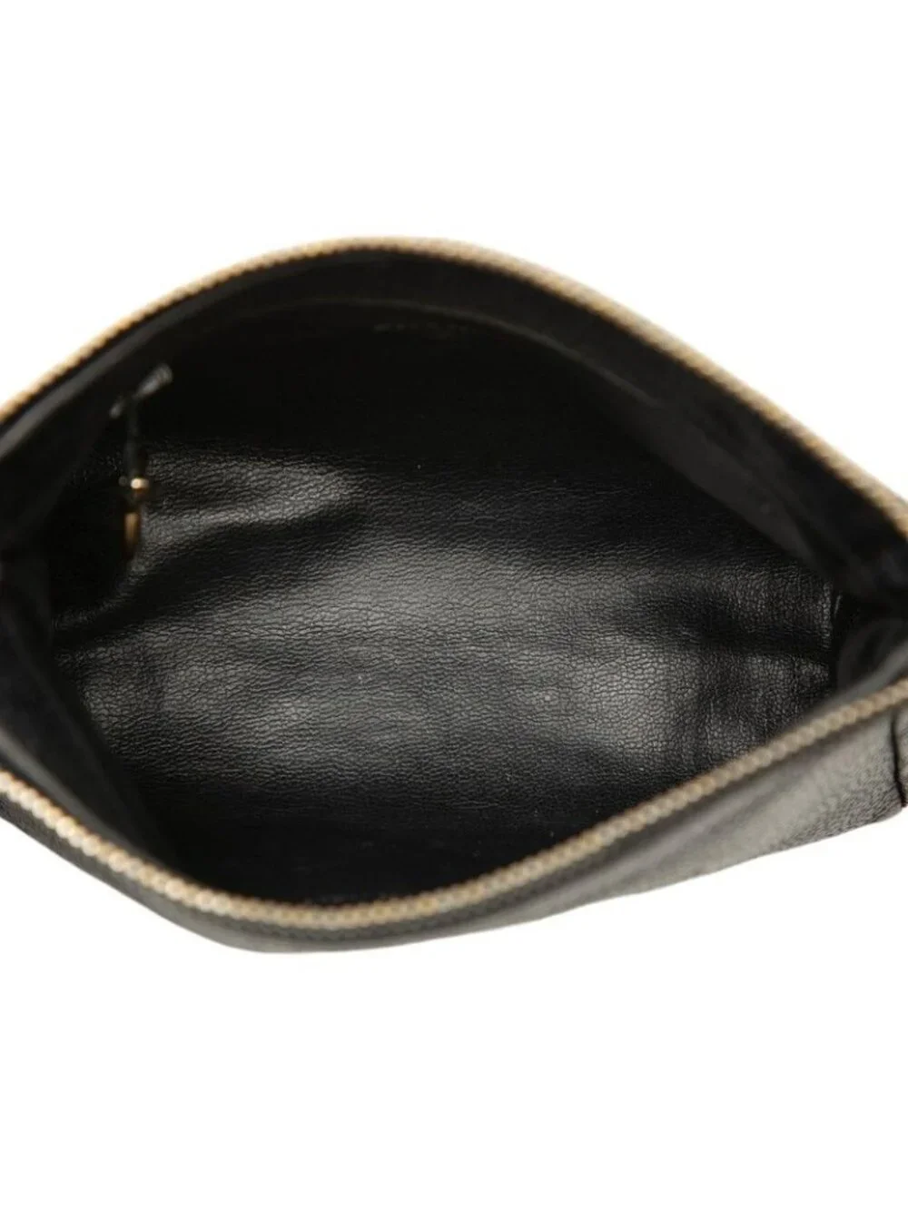 Chanel CC Logo Pouch Case Black Caviar Leather